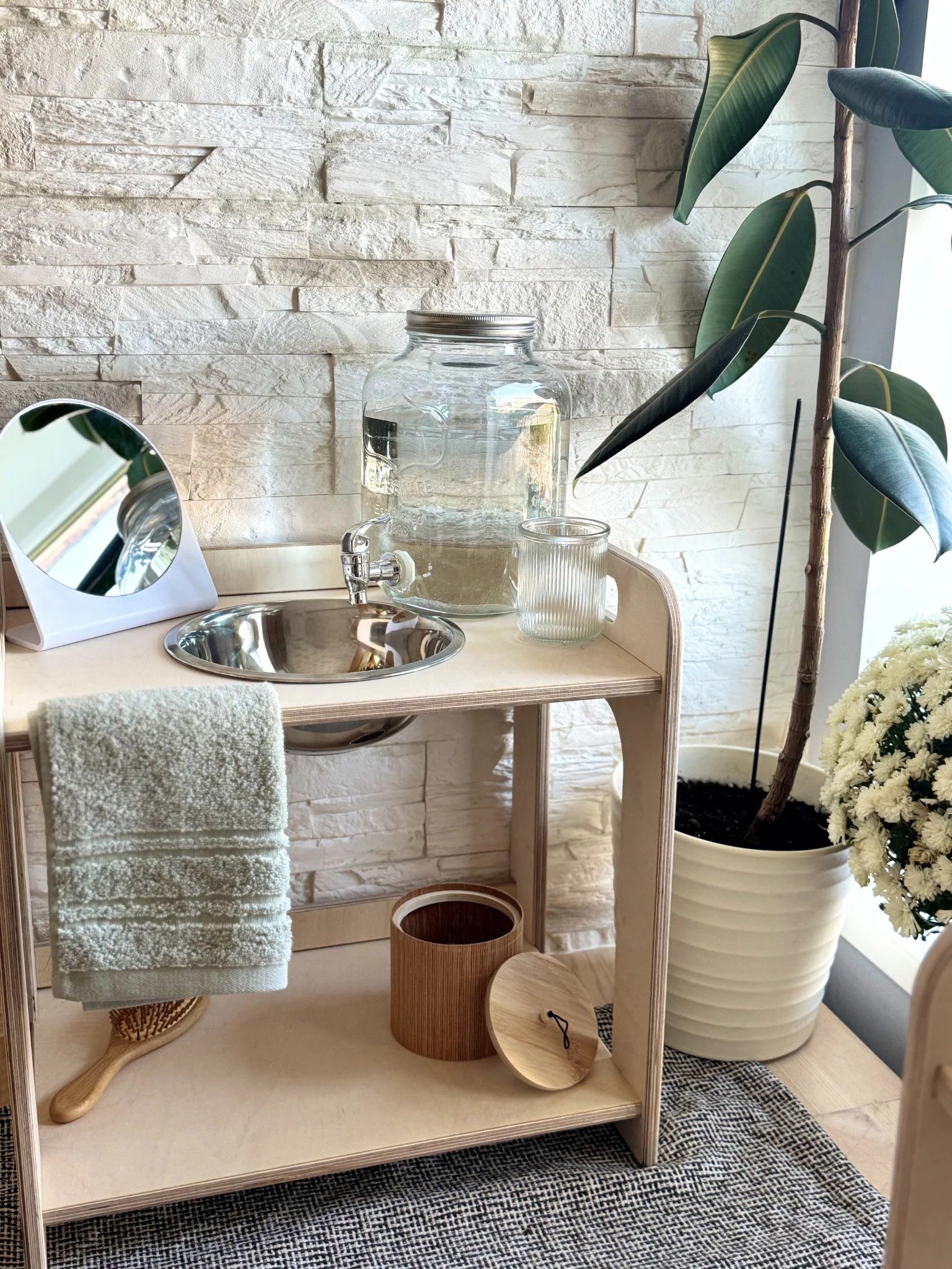 Small Single Montessori Open-Bowl Wash Station