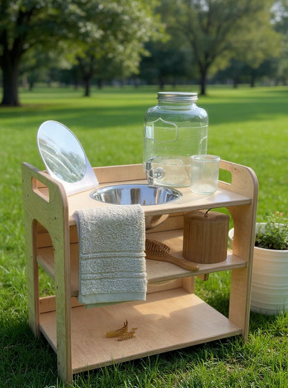 Small Single Montessori Wash Station with Lid
