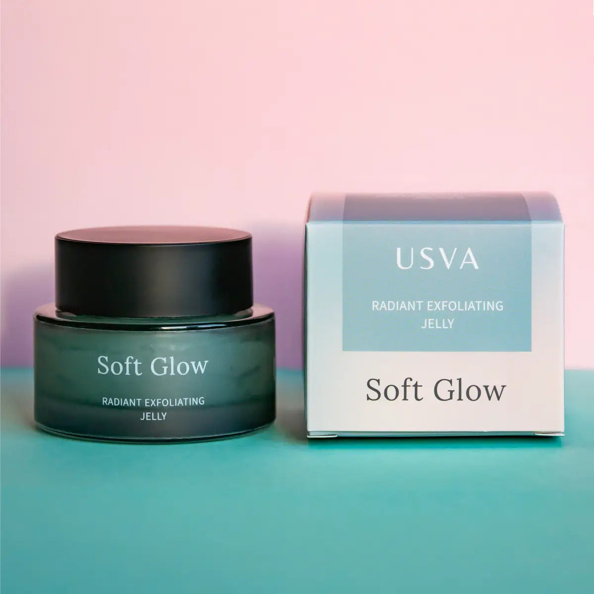 50ml packaging of USVA Cosmetics Soft Glow Radiant Exfoliating Jelly.