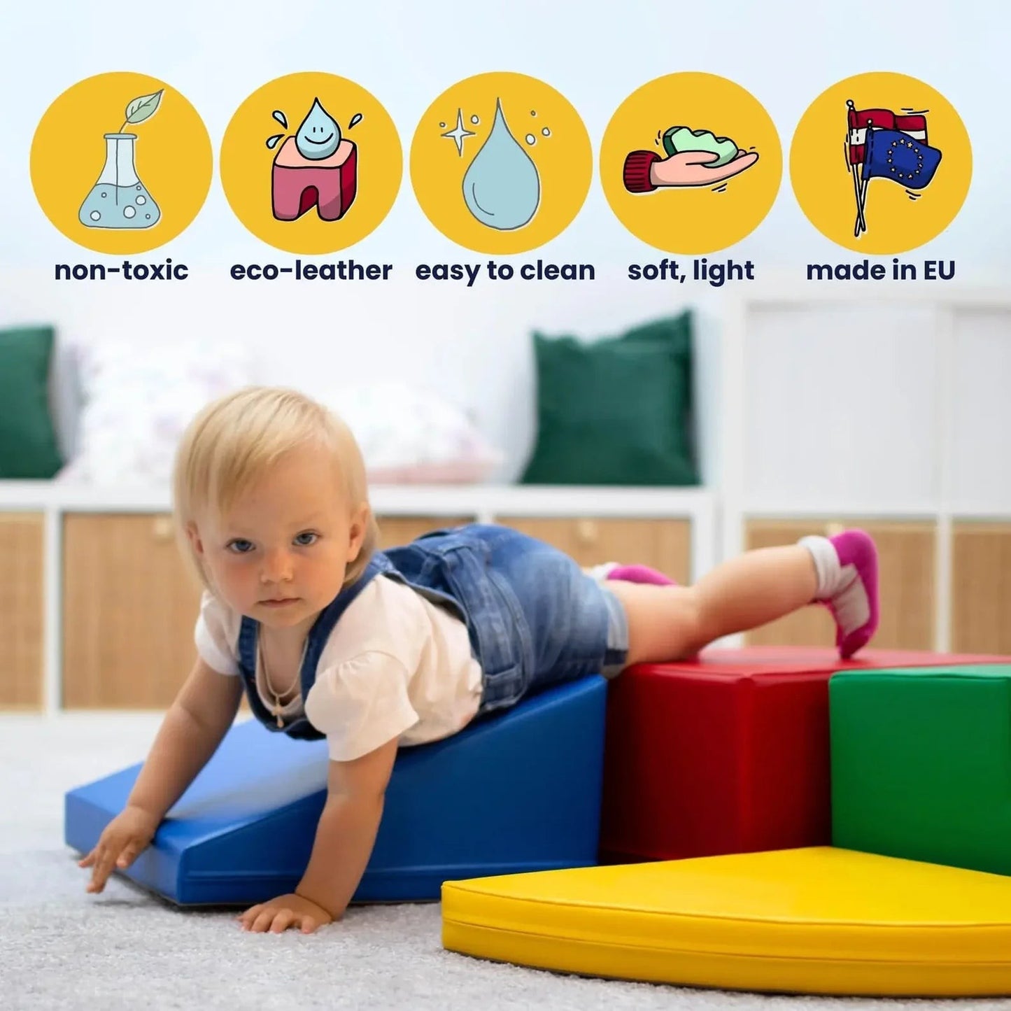 Soft Play Step and Slide Set - Pastel Turquoise