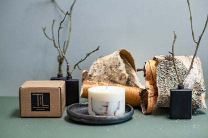 TL Candles birch soy wax candle with recycled paper gift wrap