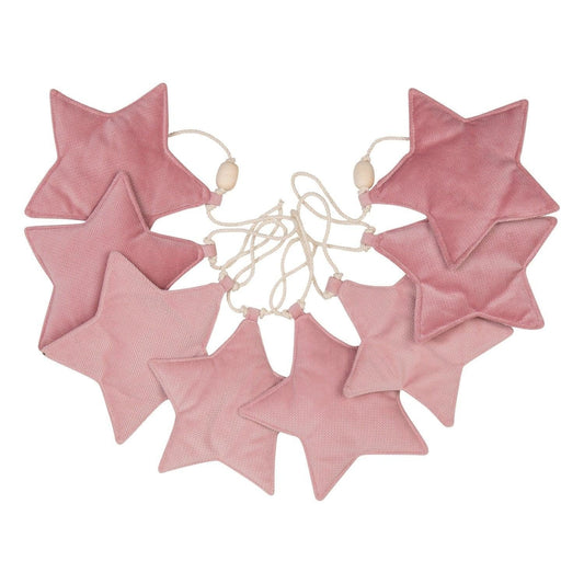 Moi Mili Soft Pink Dust Star Garland - Pale pink hanging bunting with subtle sparkle