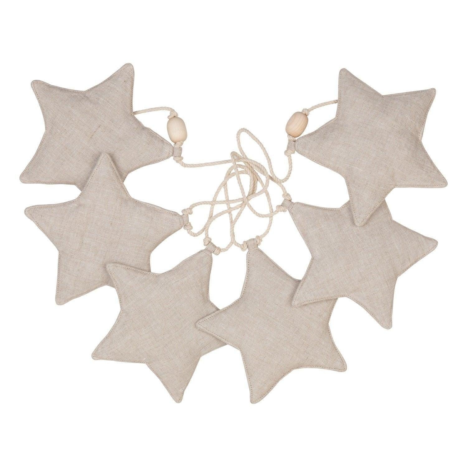 Moi Mili Sand Star Dust Star Garland - Warm beige hanging bunting with subtle shimmer