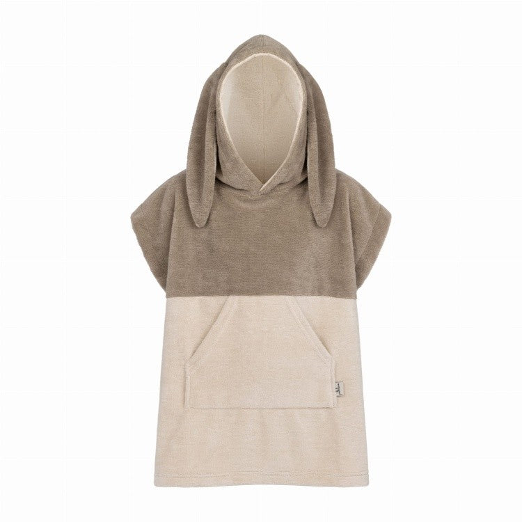 Kids surf poncho Bunny design for beach and pool - Latte