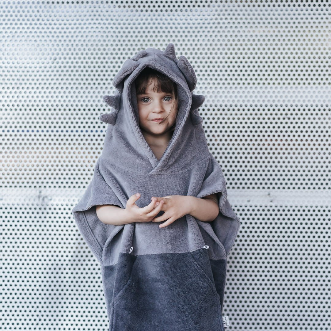 Surfdragon Absorbent bamboo-cotton surf animal hooded towel - Grey