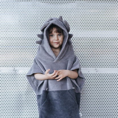 Surfdragon Absorbent bamboo-cotton surf animal hooded towel - Grey