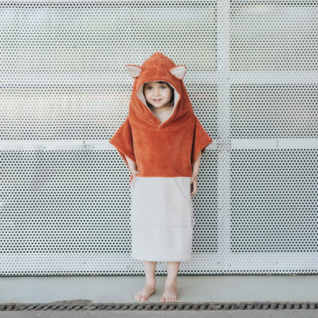 Surffoxy Absorbent bamboo-cotton surf animal hooded towel - Orange