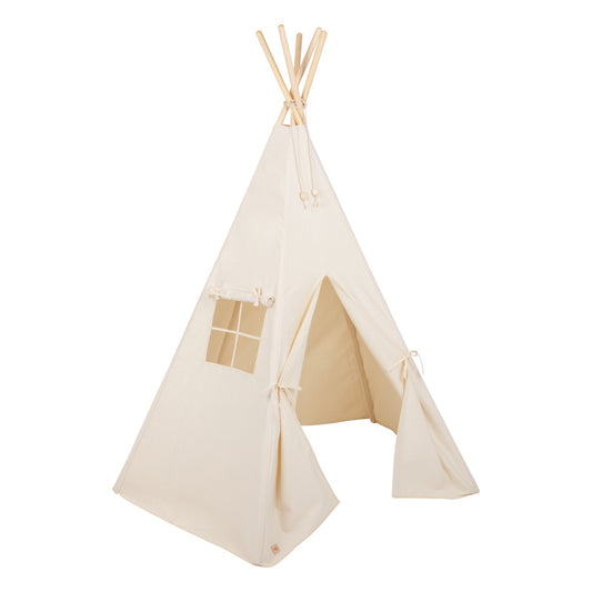 Moi Mili Beige Teepee Tent - High-quality heavy cotton play tent with pine wood poles