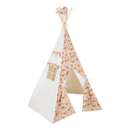 Moi Mili Green Garden Teepee Tent - High-quality sage green cotton play tent with pine poles