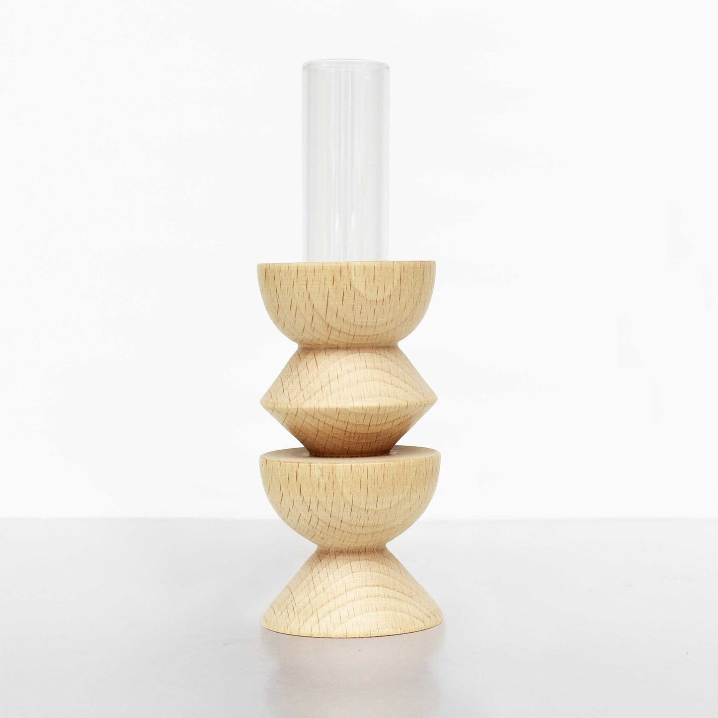 Handcrafted solid wood Totem vase Medium Nº 3, inspired by ancestral shapes. Sustainable wooden sculpture made in Portugal by 5mm Paper.