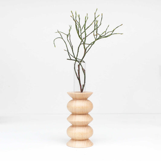 Handcrafted solid wood Totem vase Medium Nº 5, inspired by ancestral shapes. Sustainable wooden sculpture made in Portugal by 5mm Paper.