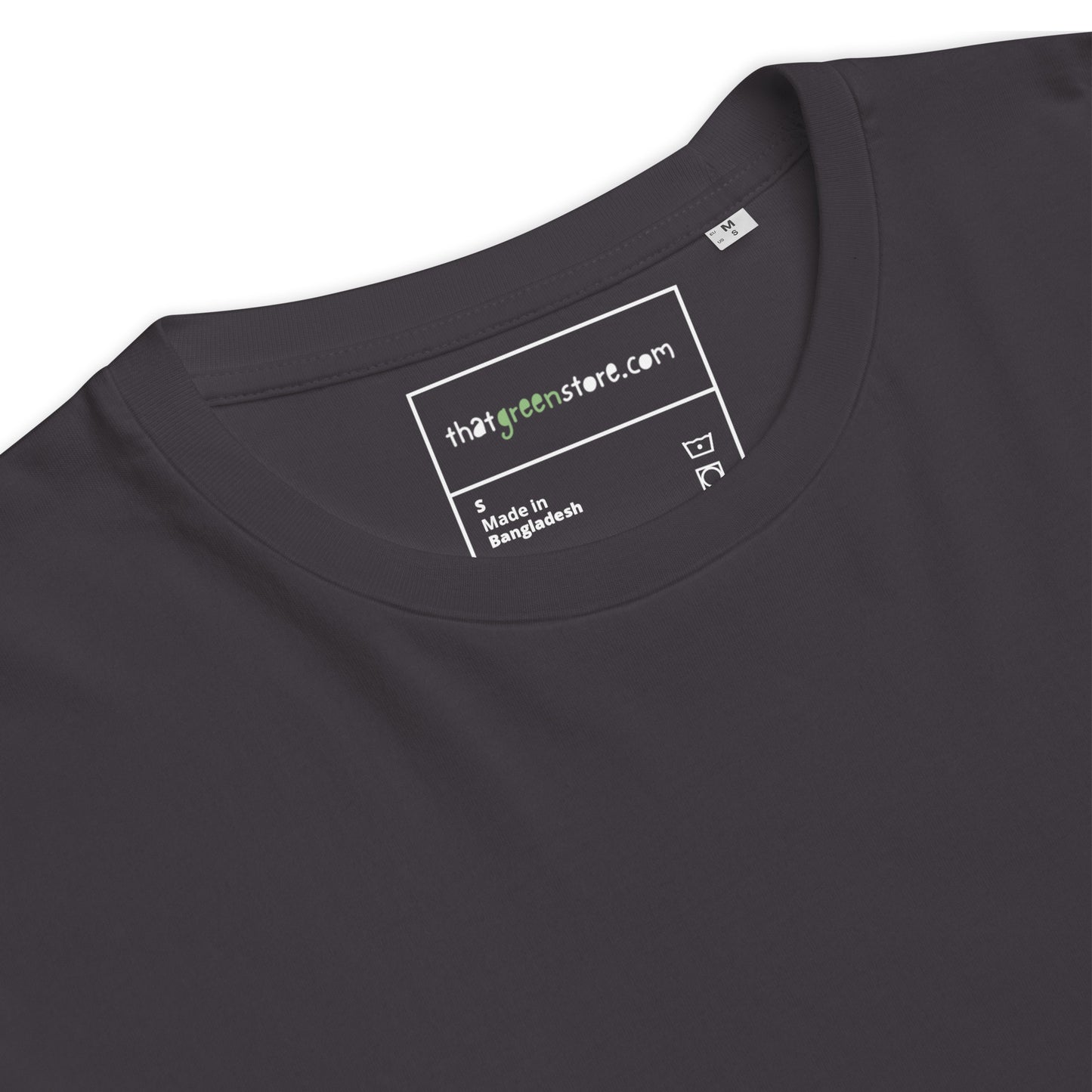 Zoom on the fabric texture and collar of the 1% Energy t-shirt. anthracite