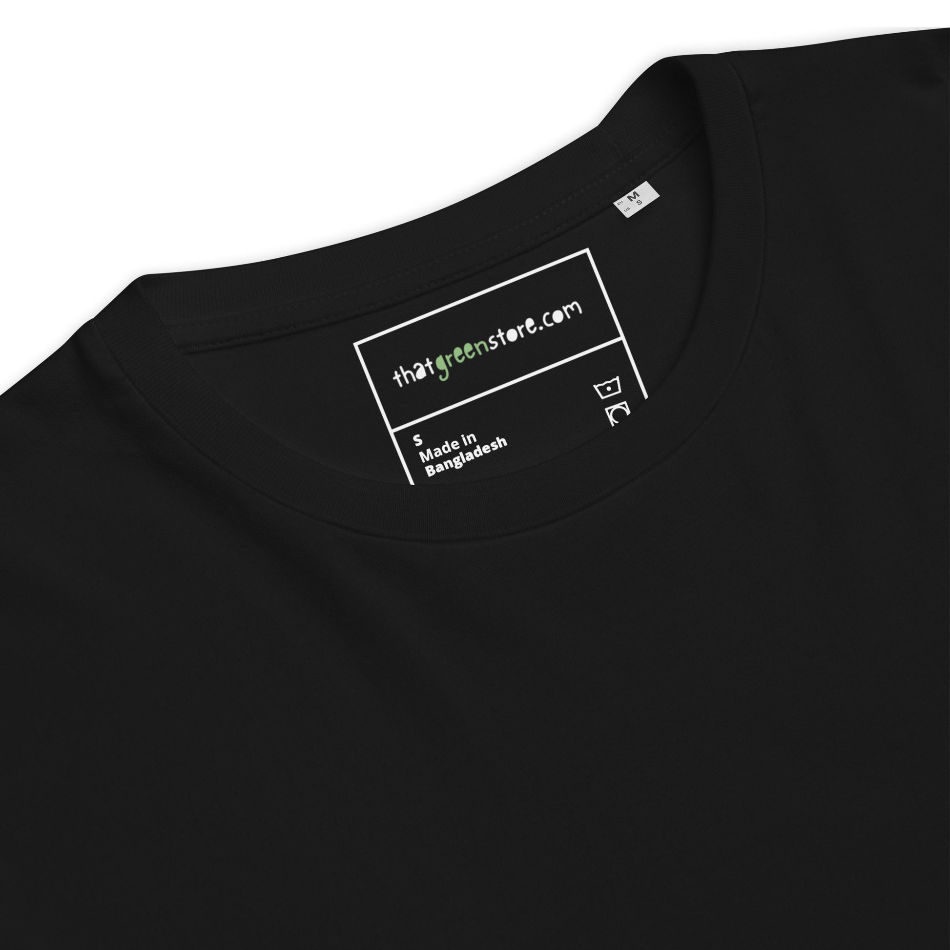 Zoomed view of the collar and fabric texture of the Not for Everyone t-shirt. black