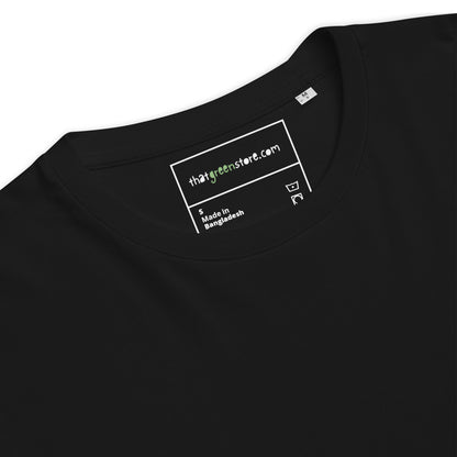 Zoomed view of the collar and fabric texture of the Not for Everyone t-shirt. black
