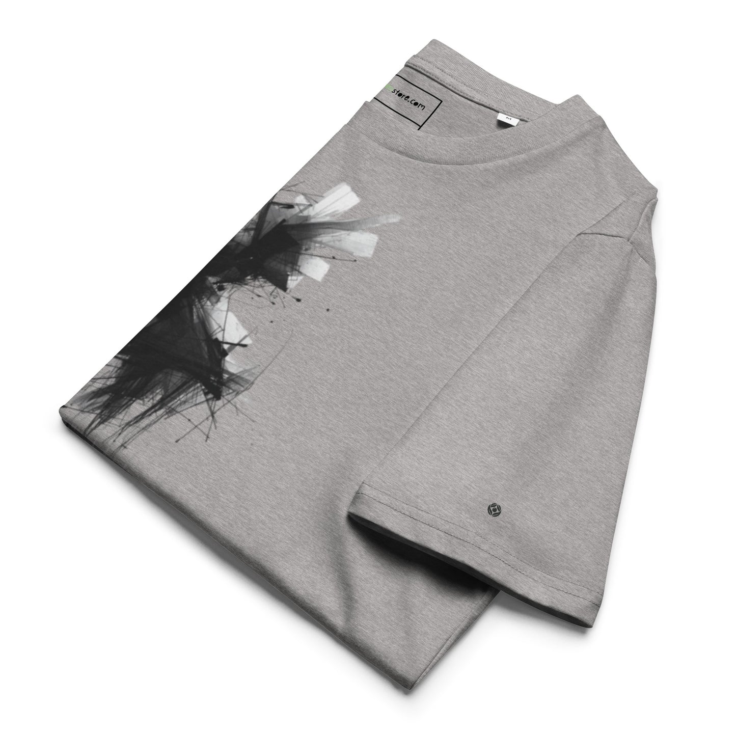 Side view of the folded Phantom Spirit t-shirt displaying the fabric layers. grey