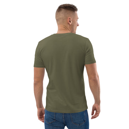 Back view of a male model wearing the Not for Everyone quote t-shirt. khaki