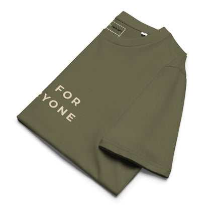 Side view of the folded Not for Everyone t-shirt showing the sleeve detail. khaki