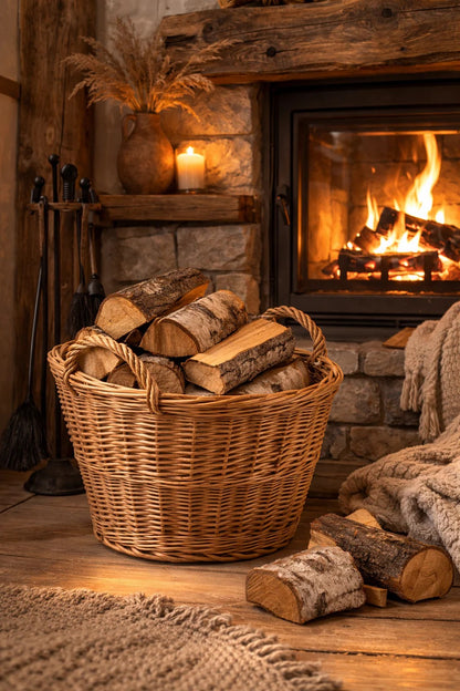 Wicker Basket For Garden And Firewood, 22L