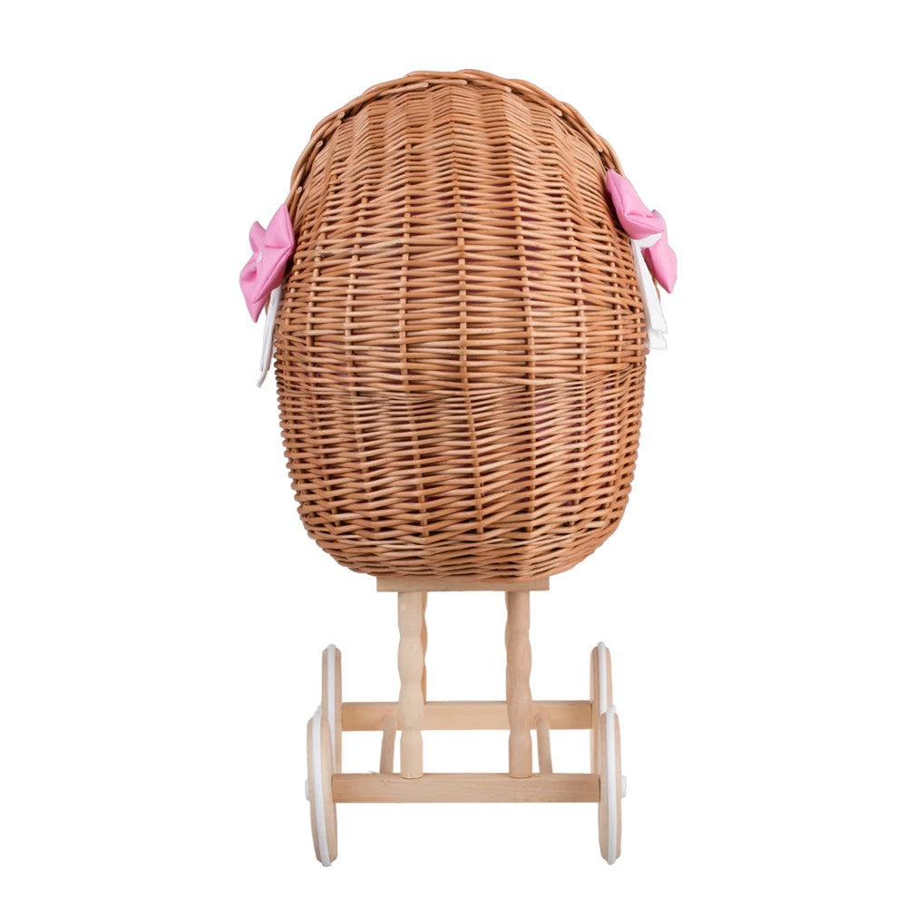 Sustainable wicker doll pram Lena for toddler girls