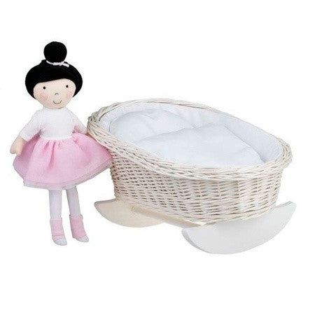 Wicker Rocking Cradle Mimi Light - White Bedding