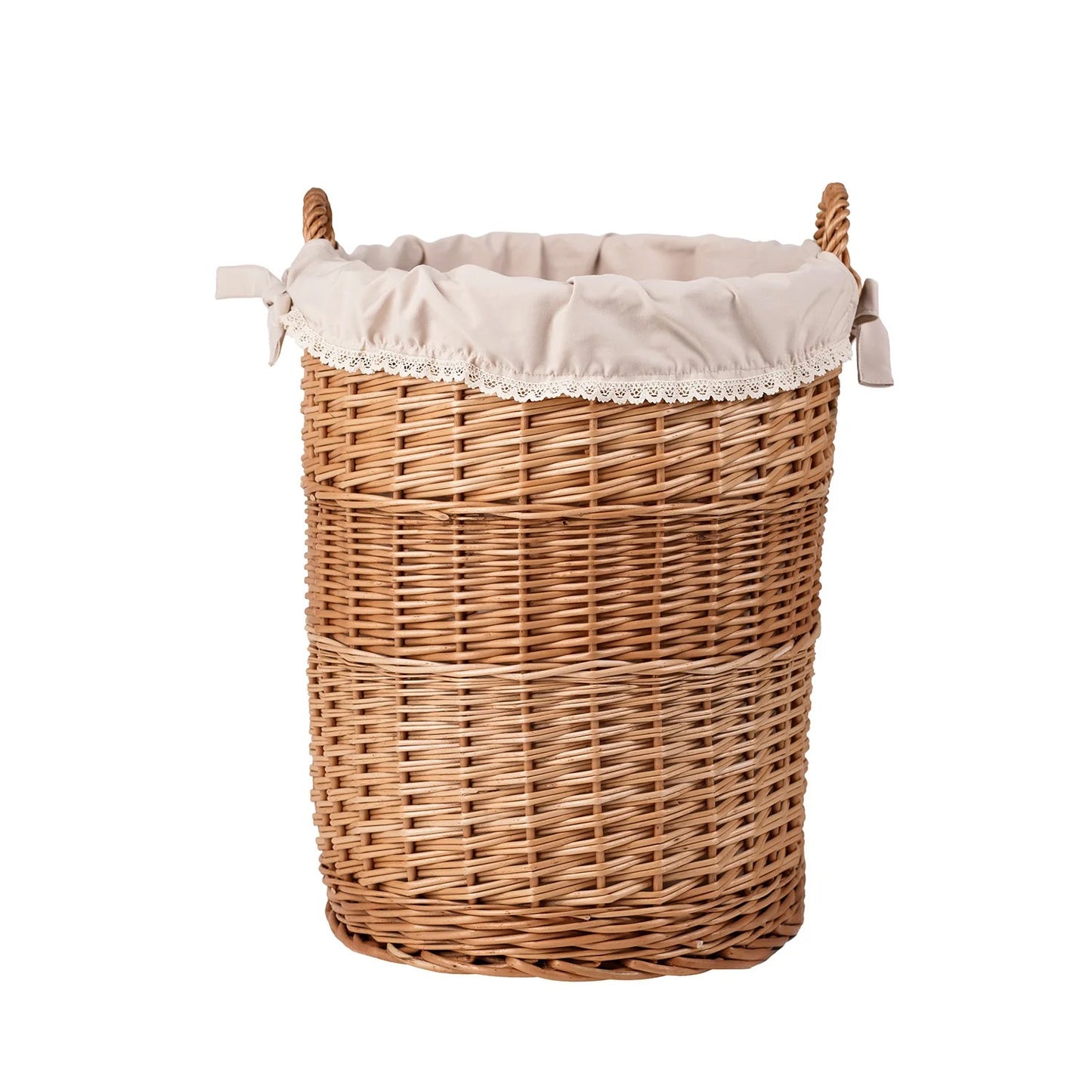 Handmade wicker laundry and storage basket with lid
