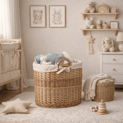 Celia wicker basket 50L for blankets and toy storage